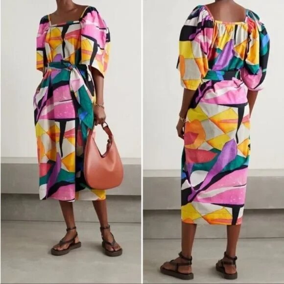 Mara Hoffman Sara Midi Dress in Multi Size Medium